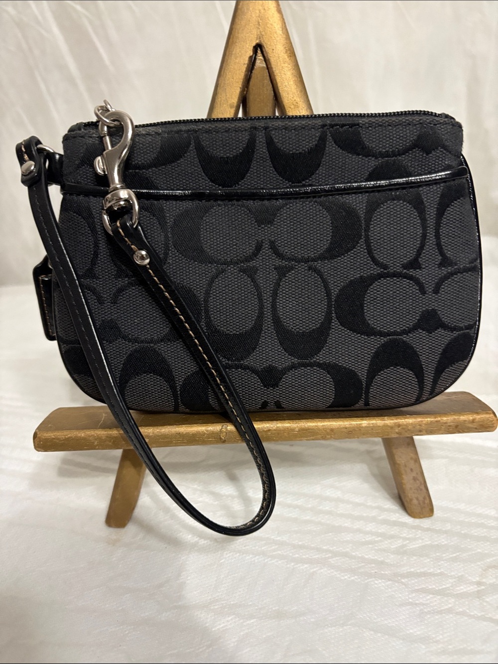 Coach Black Signature Canvas Wristlet